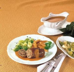 Beef roulade stuffed with mushrooms and leek vegetables