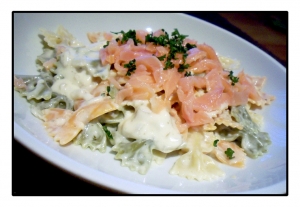 Butterfly pasta with smoked salmon