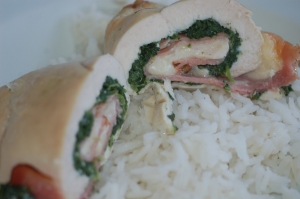 Chicken stuffed with spinach cheese and ham