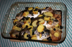 Sea bream with potatoes from the oven