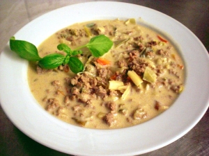Cheese soup with basil