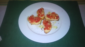 Mediterranean tomato salad on baguette