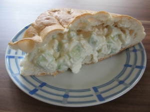 Pita bread with cucumber yogurt feta