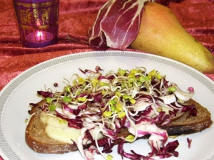 Toast the bread with lemon butter mozzarella and fresh sprouts
