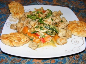Chicken And Vegetable Stirfry With Rosemary Scones