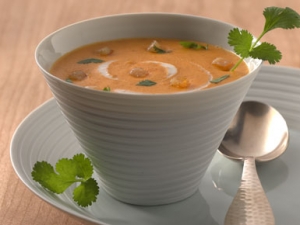 Coconut Carrot Soup With Candied Ginger And Green Core