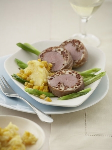 Duck Breast Rolled In Ham With Green Onions