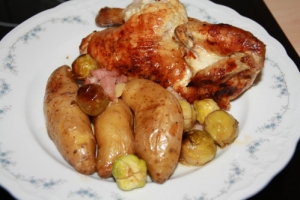 Juicy Roast Chicken With Roast Side Dishes