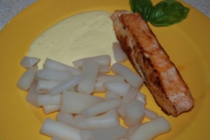 Salsify With Salmon Steaks