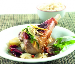 Turkey Drumstick With Brandy Tarragon And Dried Tomatoes