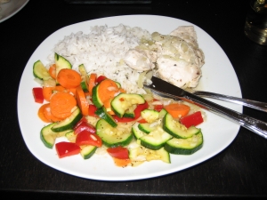 Vegetable Stirfry With Chicken And Rice