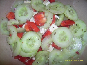 Cucumber Salad With Red Pepper And Feta Cheese