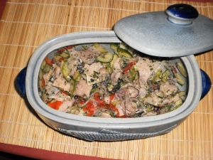 Herring salad with peppers and onions