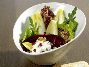 Winter Salad With Goat Cheese Pomegranate And Walnuts