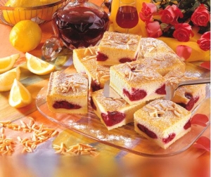 Cheese cake with cherries on sheet Sheet Cake recipe