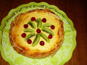 Cheese cake with kiwi in flavor wave Oven baked Cake recipe