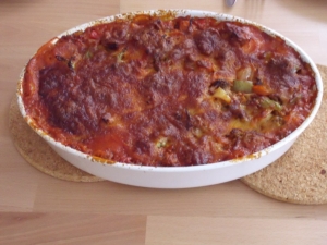 Lasagne with minced beef peppers and green beans recipe