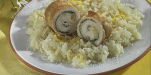 Turkey rolls with parmesan pine nuts and sage risotto with lemon Other recipe