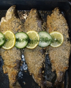Baked trout in Haferpanade