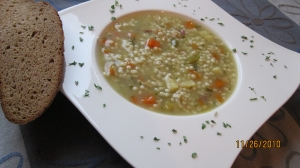Barley soup with bones beef and veal