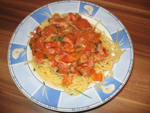 Bucatini with tomatobacon sauce Alla Matriciana