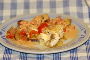 Chicken roulade stuffed with cheese amp vegetables