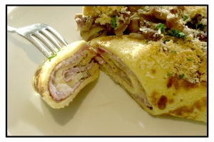 Crepes filled with ham and mushrooms Crpes recipe