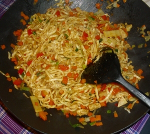 Noodles in a wok