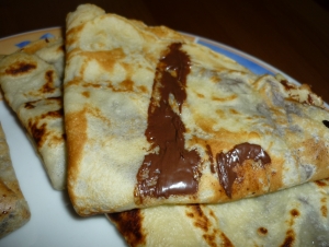 Pancakes with banana Nutella spread Crpes recipe
