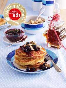 Pancakes with blueberry compote