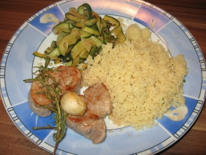 Pork loin with zucchini and couscous