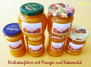 Pumpkin jam with orange and coconut milk