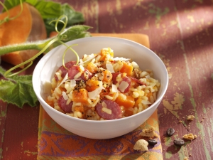 Pumpkin risotto with Houdek Kabanos
