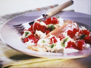 Smoked trout salad with horseradish and beetroot