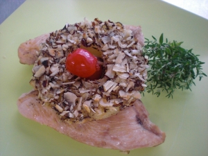 Turkey breast steak with pineapplehazelnut