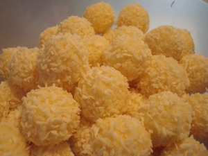 White rum balls with coconut