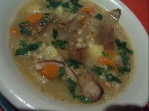 Barley soup with chicken