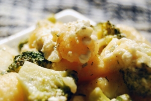 Bchamel potatoes with broccoli