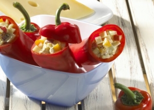 Green peppers stuffed with mild cheese