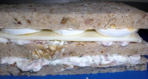 Ham and cheese sandwich with egg