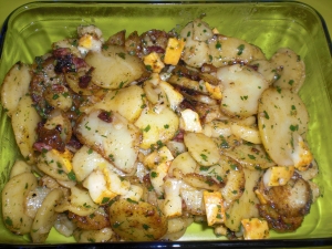 Fried Potatoes With Raw Potatoes And Mozzarella