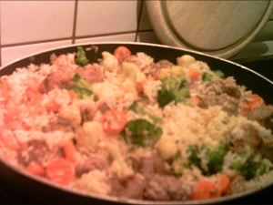 Fried Rice With Vegetables And Meatballs