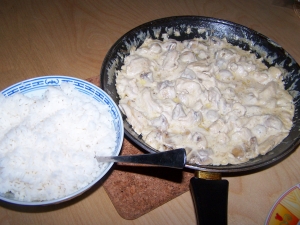 Mushroom Cream With Turkey And Rice