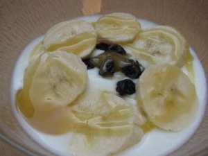 Yogurt With Banana Cranberries And Honey