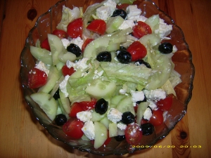 Iceberg Lettuce With Feta Cheese And Olives