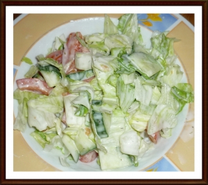 Iceberg Lettuce With Cucumber Tomato And Buttermilk Dressing