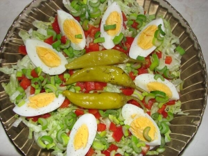 Iceberg Lettuce With Pepperoni And Egg