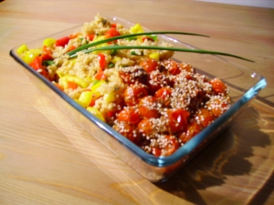 Rice And Vegetable Salad With Braised Tomatoes