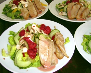 Salad With Raspberry Dressing And Roast Leftovers