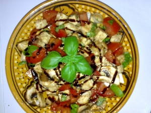 Tomato And Mozzarella Salad With Mushrooms And Spring Onions